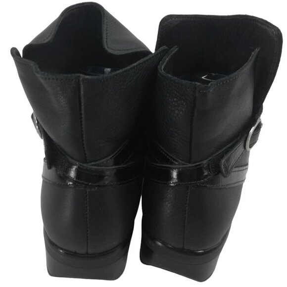 Naot Briza Black Ankle Chelsea Leather Boots Size 39 US 8-8.5 Hook & Loop Strap - Picture 5 of 10